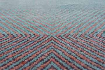 LES-1067 Peacock Blue/Pink Crush - Patterned rectangular handmade wool rug by Jaipur Rugs - view 3